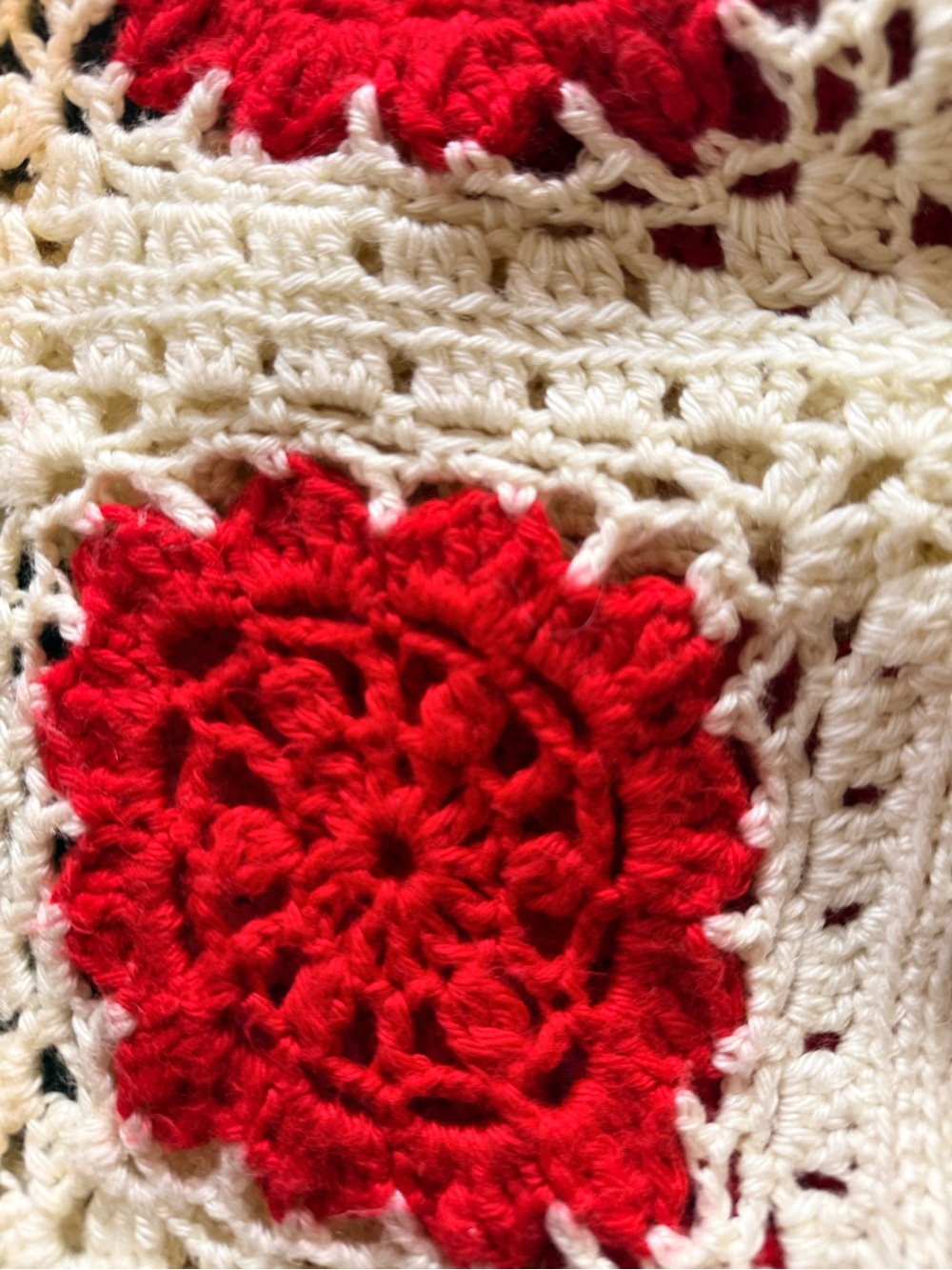 Handcrafted Crochet Boot Cut Pants in Red, Navy & Cream - Picture 5 of 5